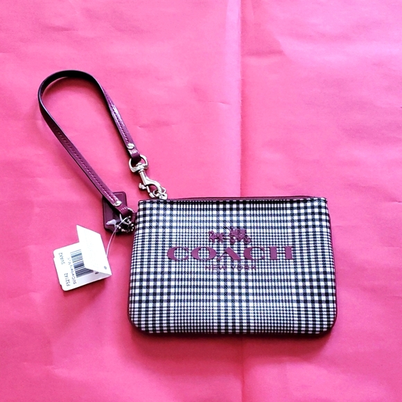 Coach Black and White Checkered Wristlet ❤️NEW❤️ - Picture 1 of 10